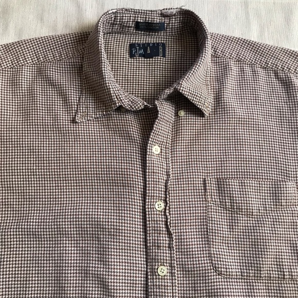 VTG JAB Studio Men’s XXL 100% Cotton Houndstooth Button Up Shirt - Picture 3 of 8